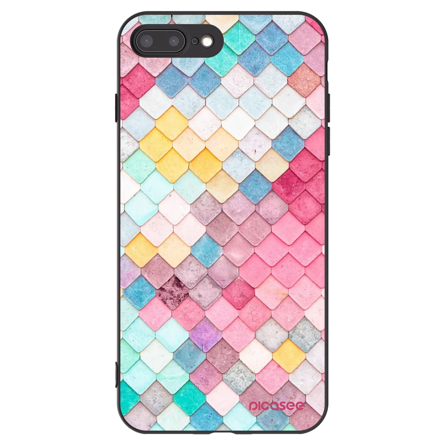 Picasee crna silikonska maskica za Apple iPhone 8 Plus - Colorful roof