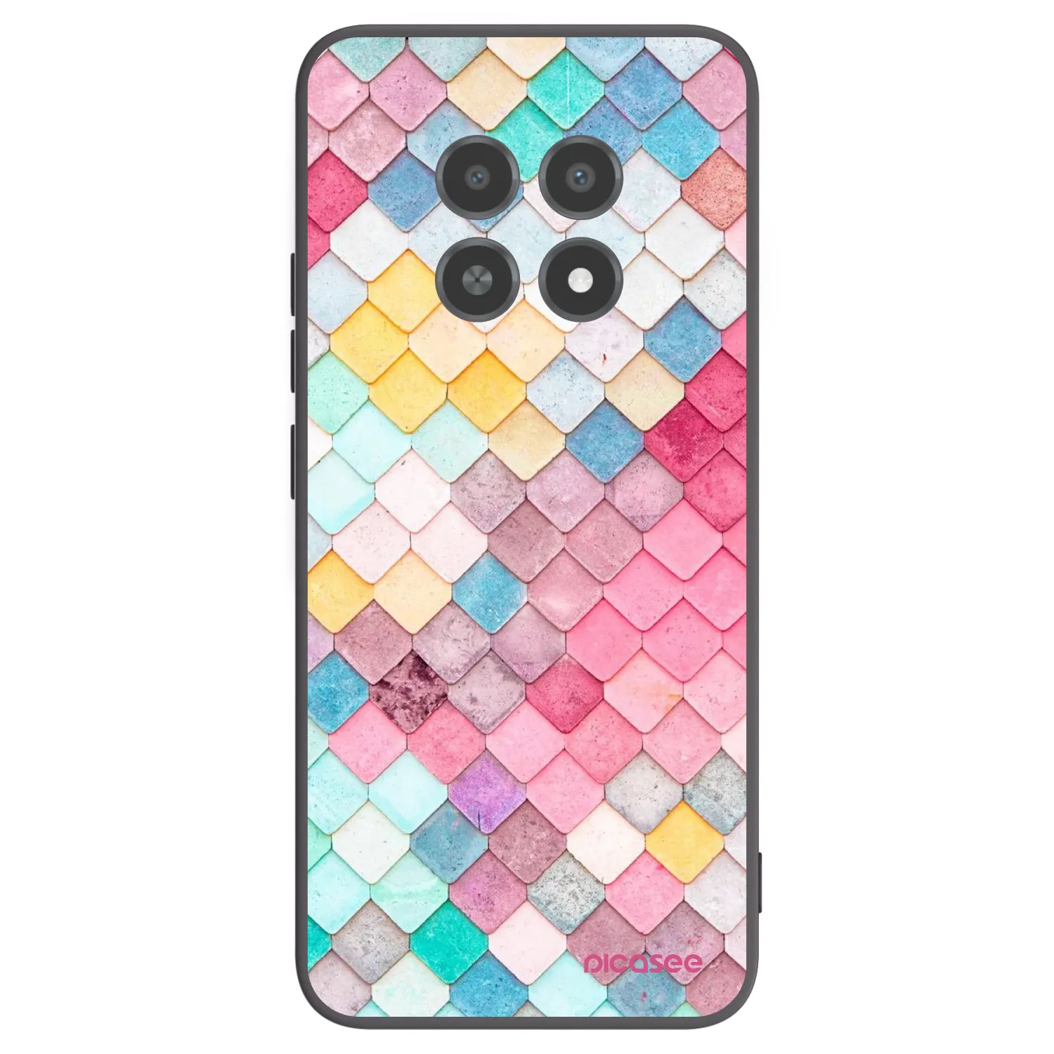Picasee crna silikonska maskica za Realme 12X - Colorful roof