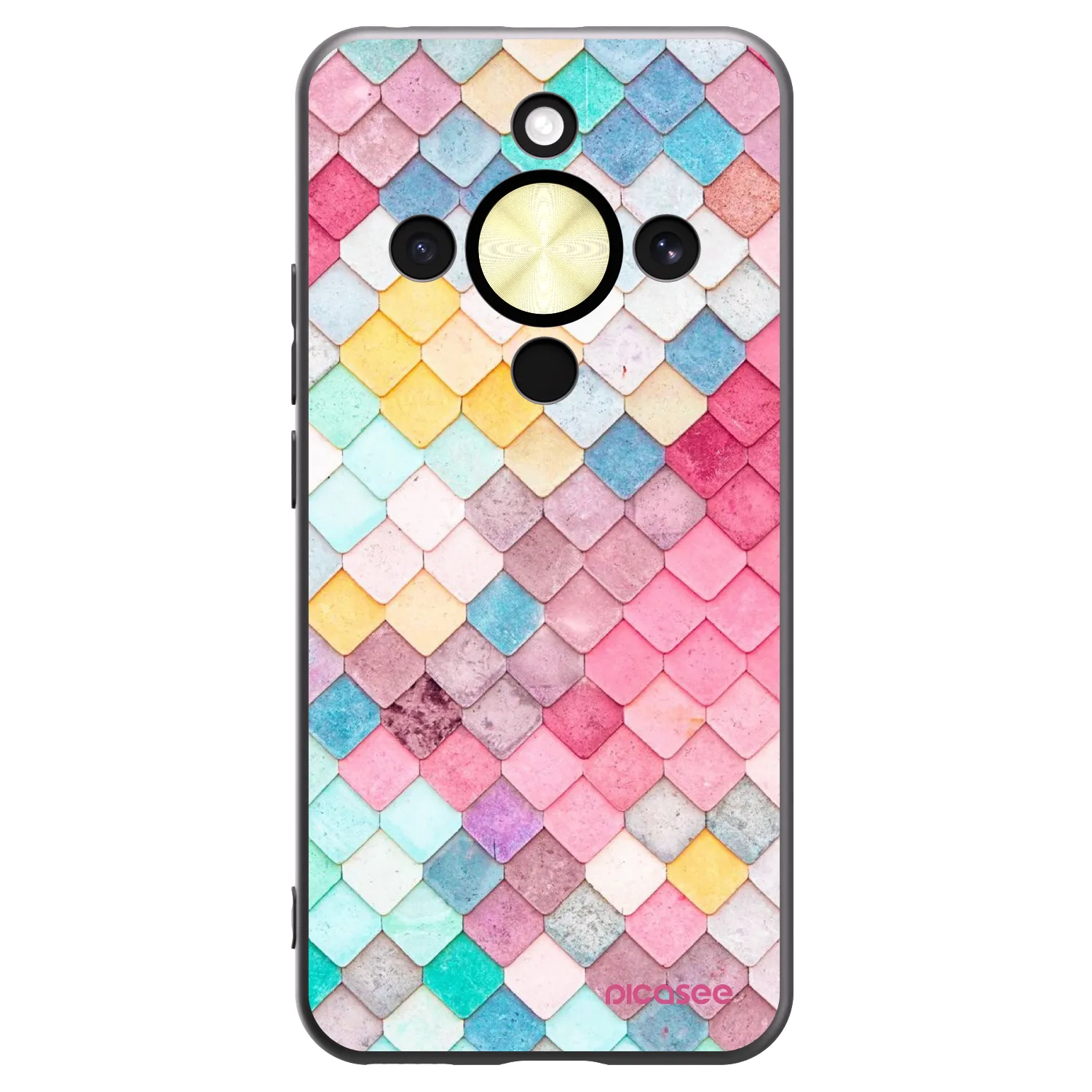 Picasee crna silikonska maskica za Honor Magic8 Lite 5G - Colorful roof