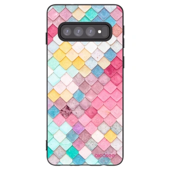 Picasee crna silikonska maskica za Samsung Galaxy S10 G973 - Colorful roof