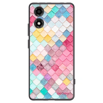 Picasee crna silikonska maskica za Motorola Moto E14 - Colorful roof
