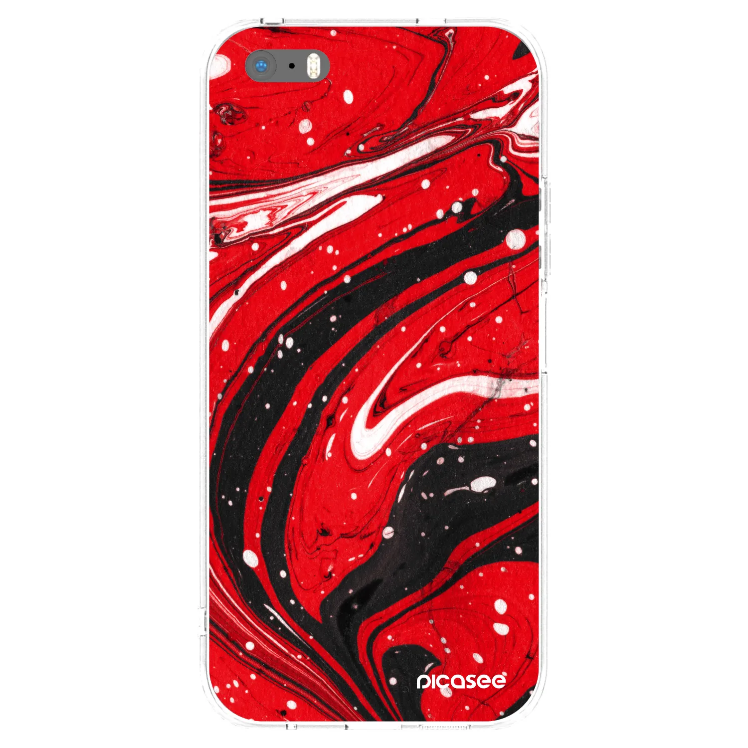 Picasee silikonska prozirna maskica za Apple iPhone 5/5S/SE - Red black