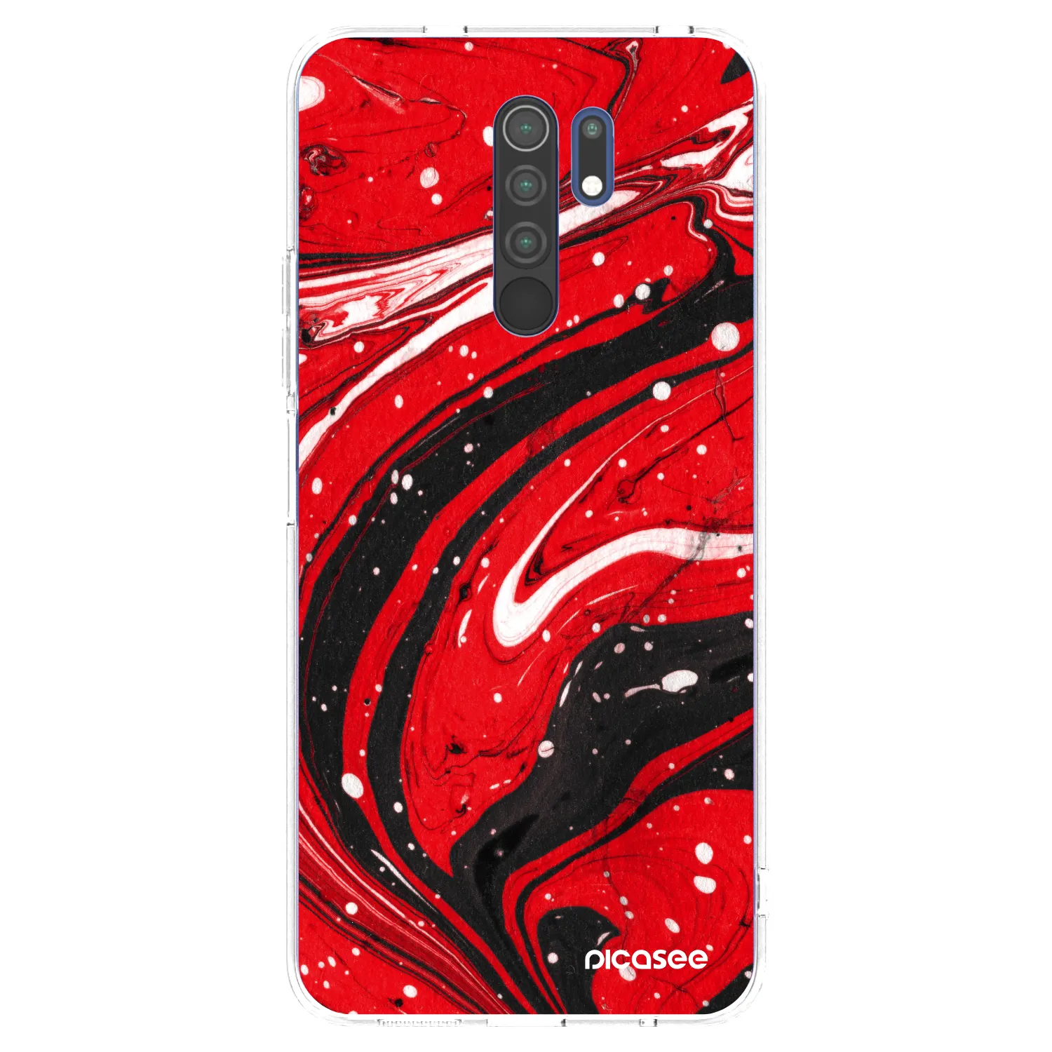 Picasee silikonska prozirna maskica za Xiaomi Redmi 9 - Red black