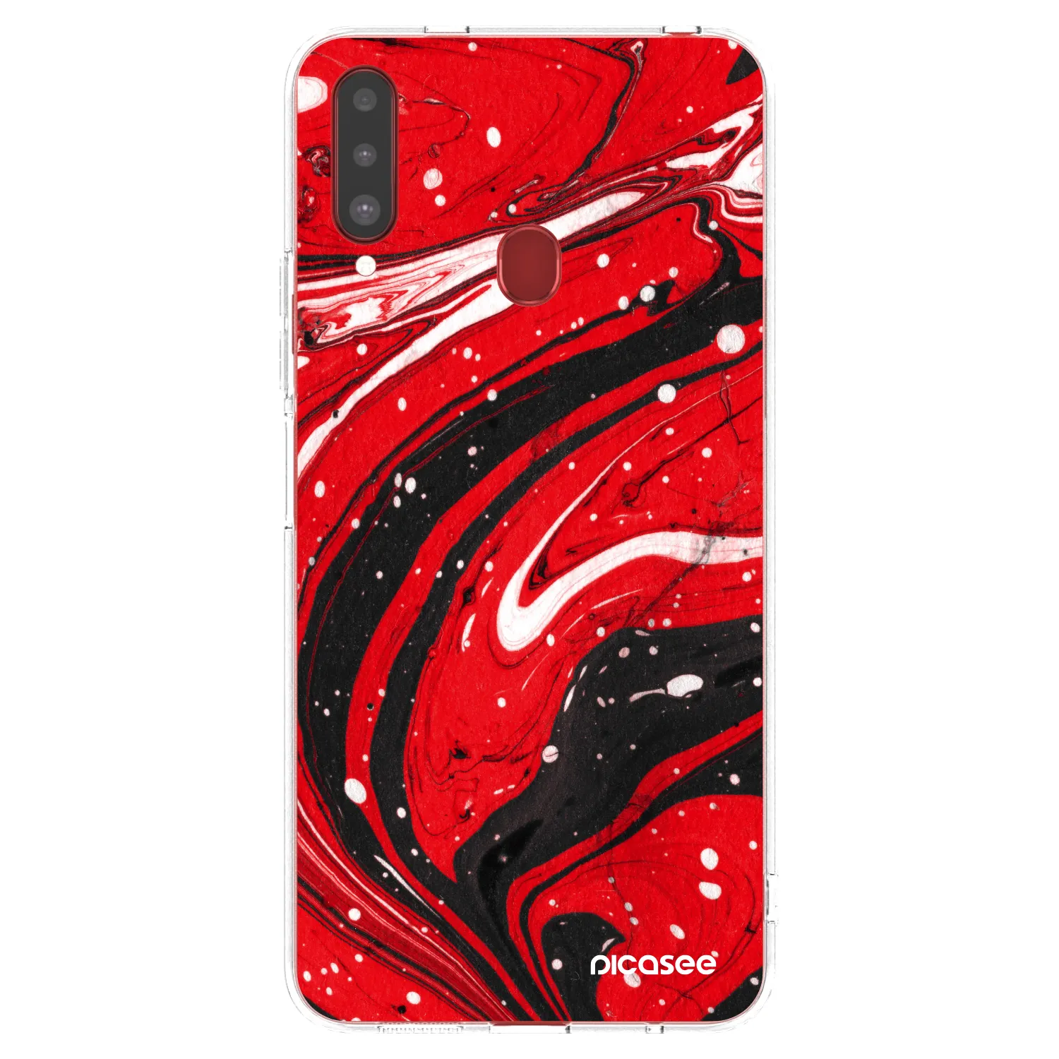 Picasee silikonska prozirna maskica za Samsung Galaxy A20s - Red black