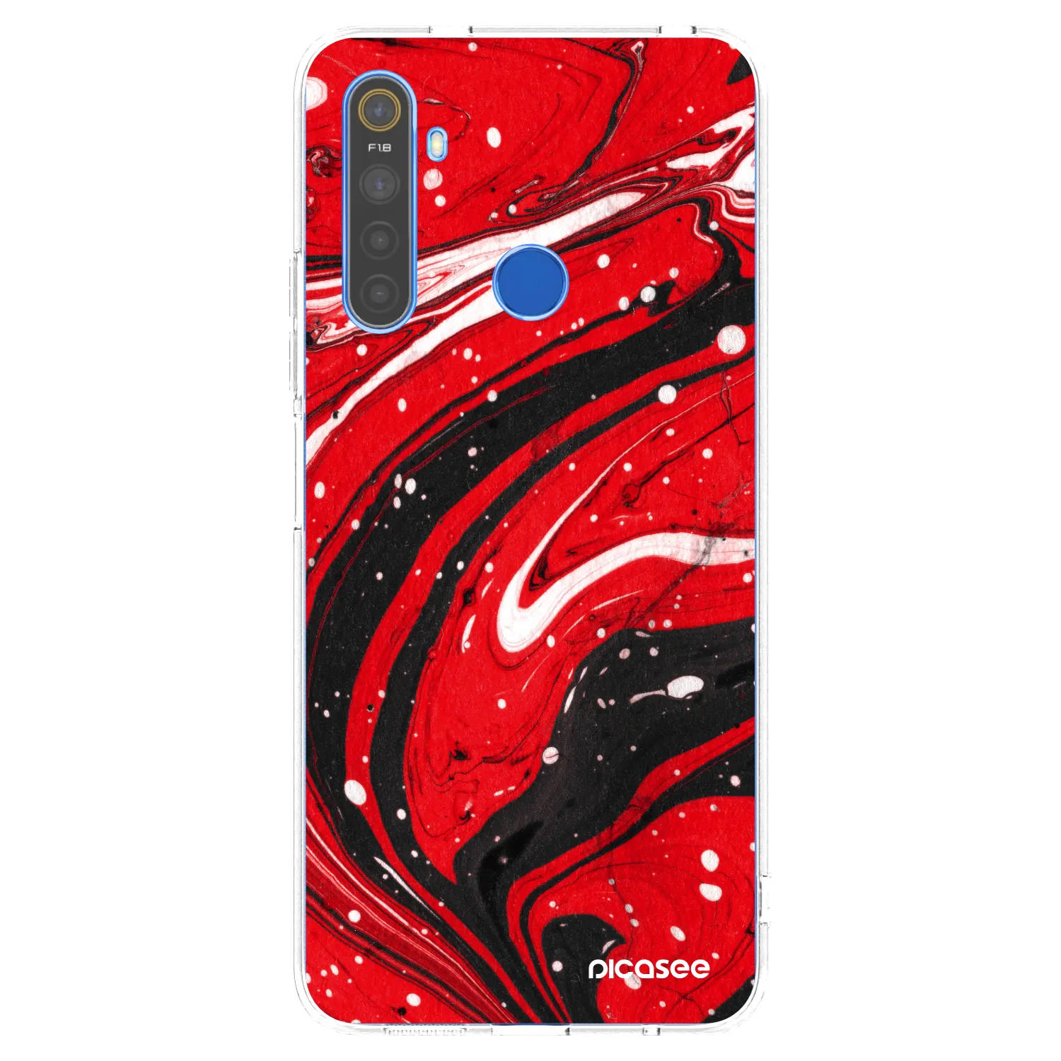 Picasee silikonska prozirna maskica za Realme 5 - Red black
