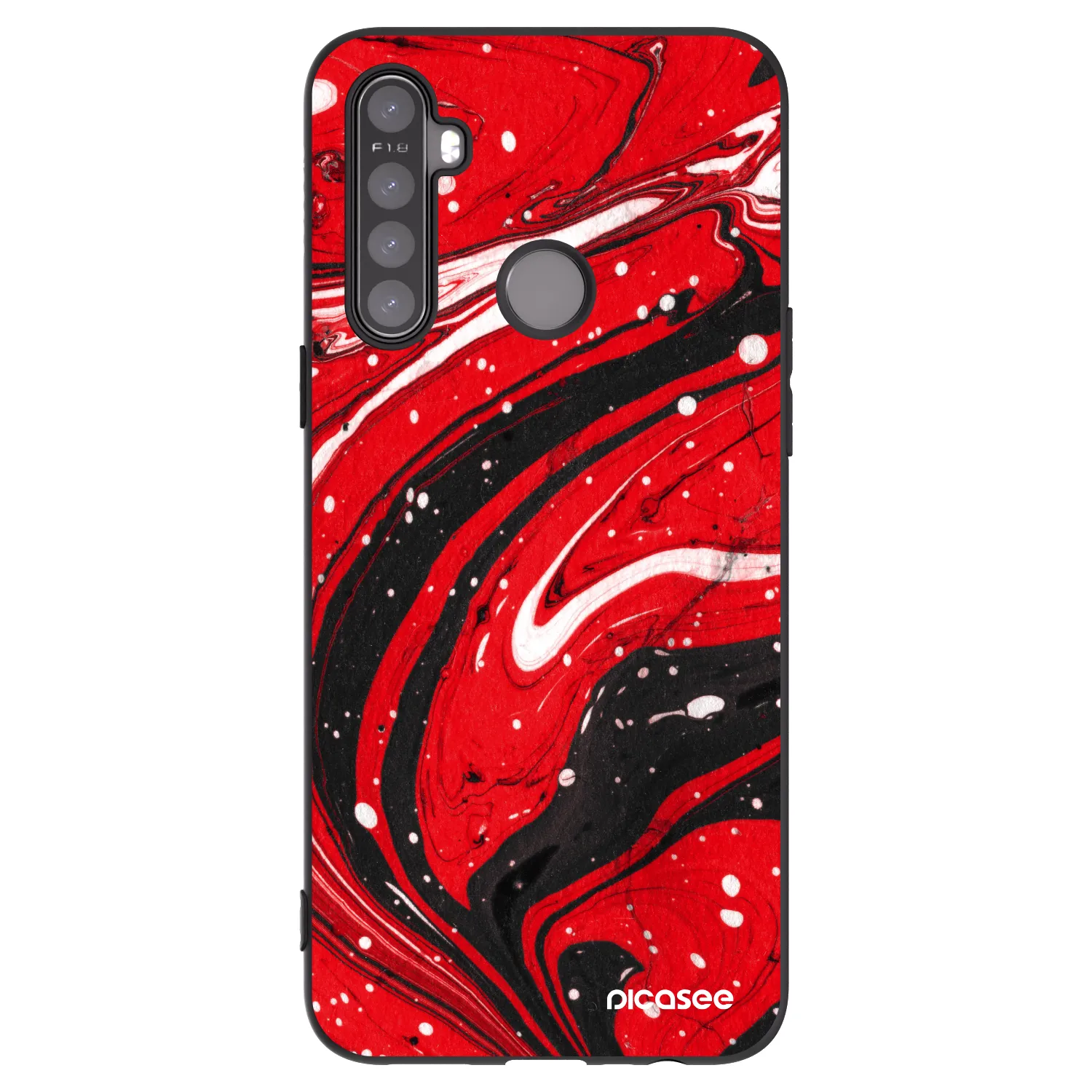 Picasee crna silikonska maskica za Realme 5 - Red black