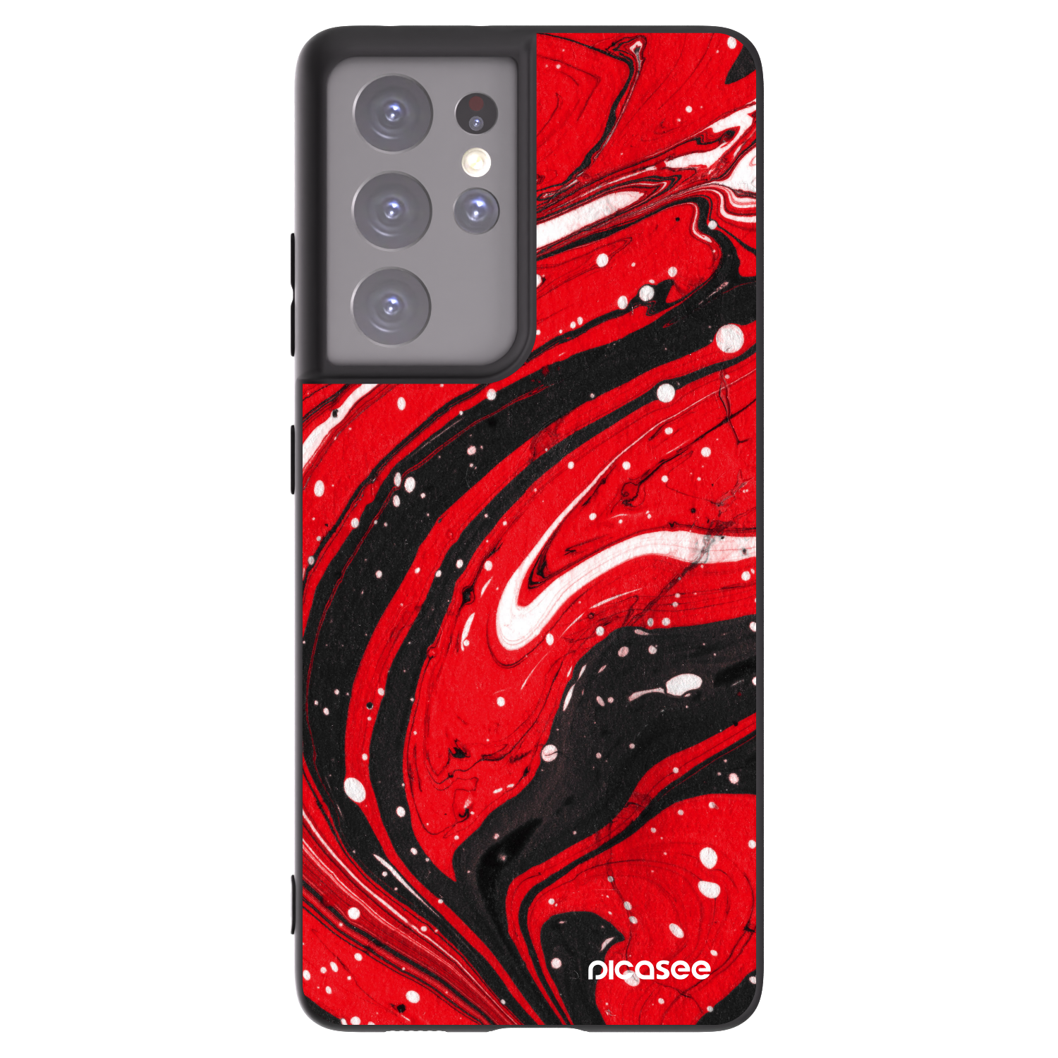 Picasee crna silikonska maskica za Samsung Galaxy S21 Ultra 5G G998B - Red black