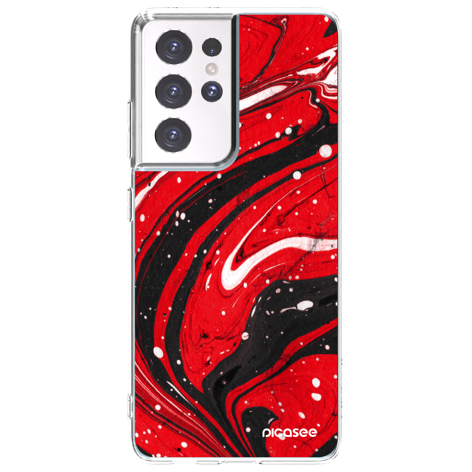 Picasee silikonska prozirna maskica za Samsung Galaxy S21 Ultra 5G G998B - Red black