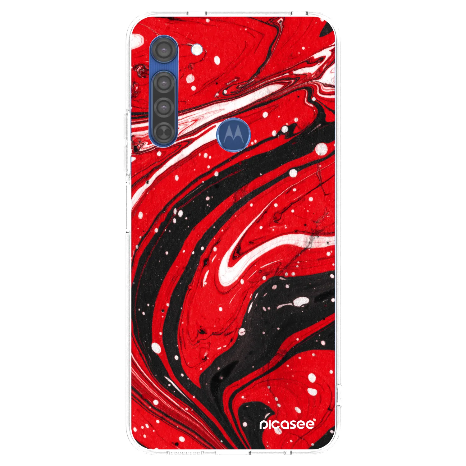Picasee silikonska prozirna maskica za Motorola Moto G8 - Red black