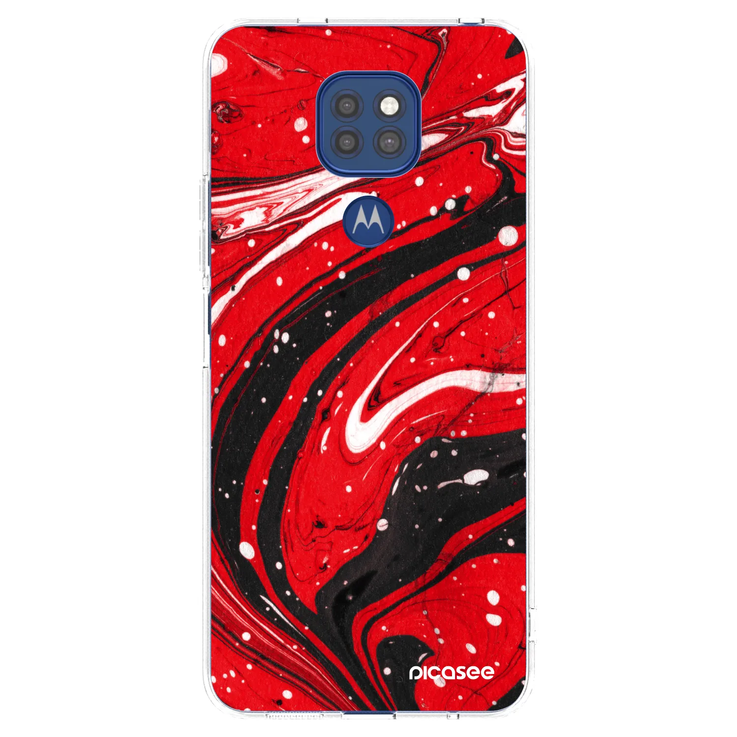 Picasee silikonska prozirna maskica za Motorola Moto G9 Play - Red black
