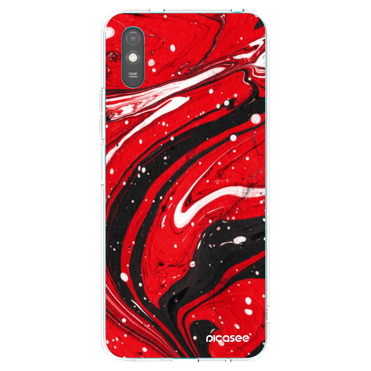 Picasee silikonska prozirna maskica za Xiaomi Redmi 9AT - Red black