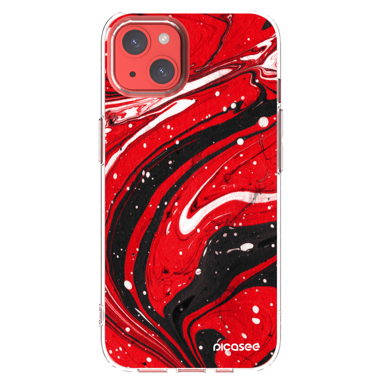 Picasee silikonska prozirna maskica za Apple iPhone 13 - Red black