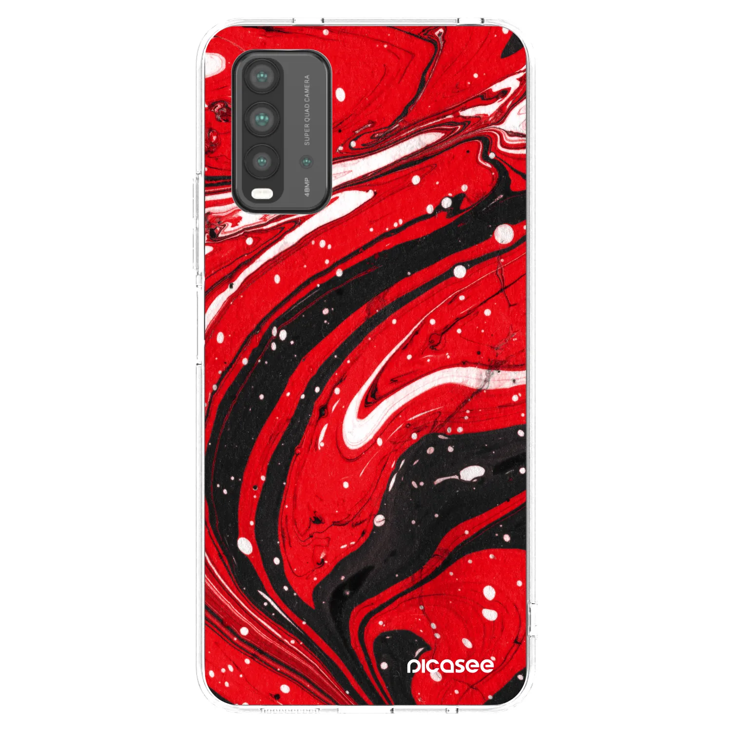 Picasee silikonska prozirna maskica za Xiaomi Redmi 9T - Red black