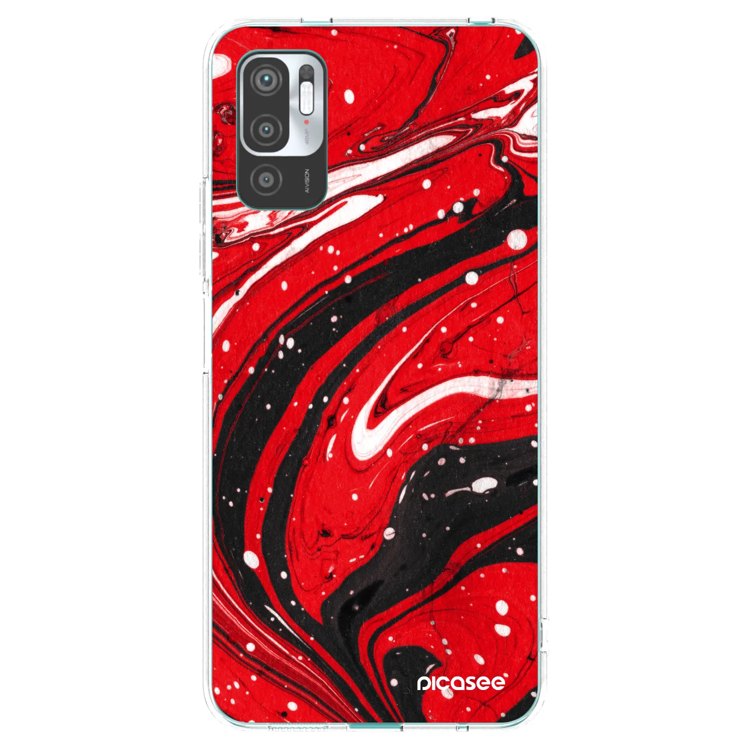 Picasee silikonska prozirna maskica za Xiaomi Redmi Note 10 5G - Red black