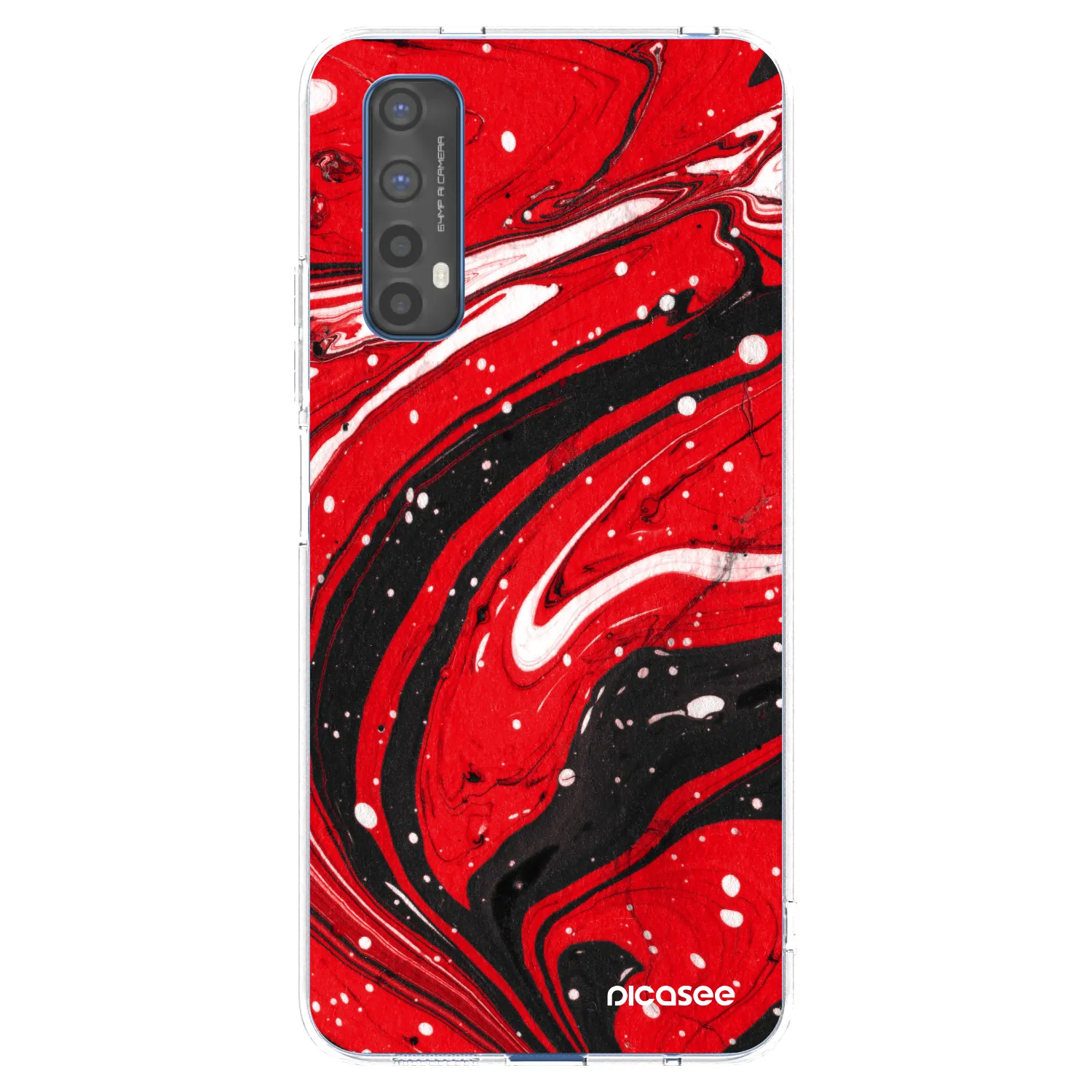 Picasee silikonska prozirna maskica za Realme 7 - Red black
