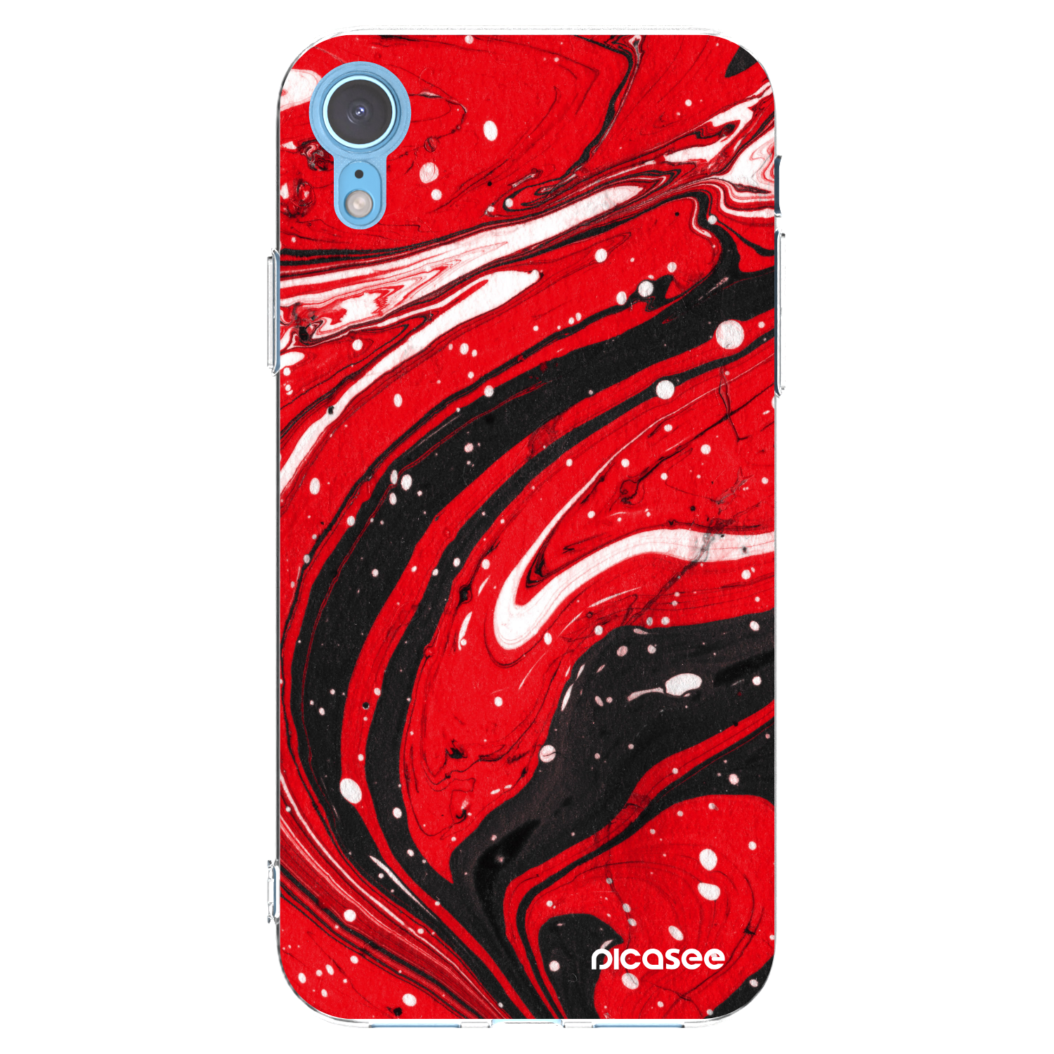 Picasee silikonska prozirna maskica za Apple iPhone XR - Red black