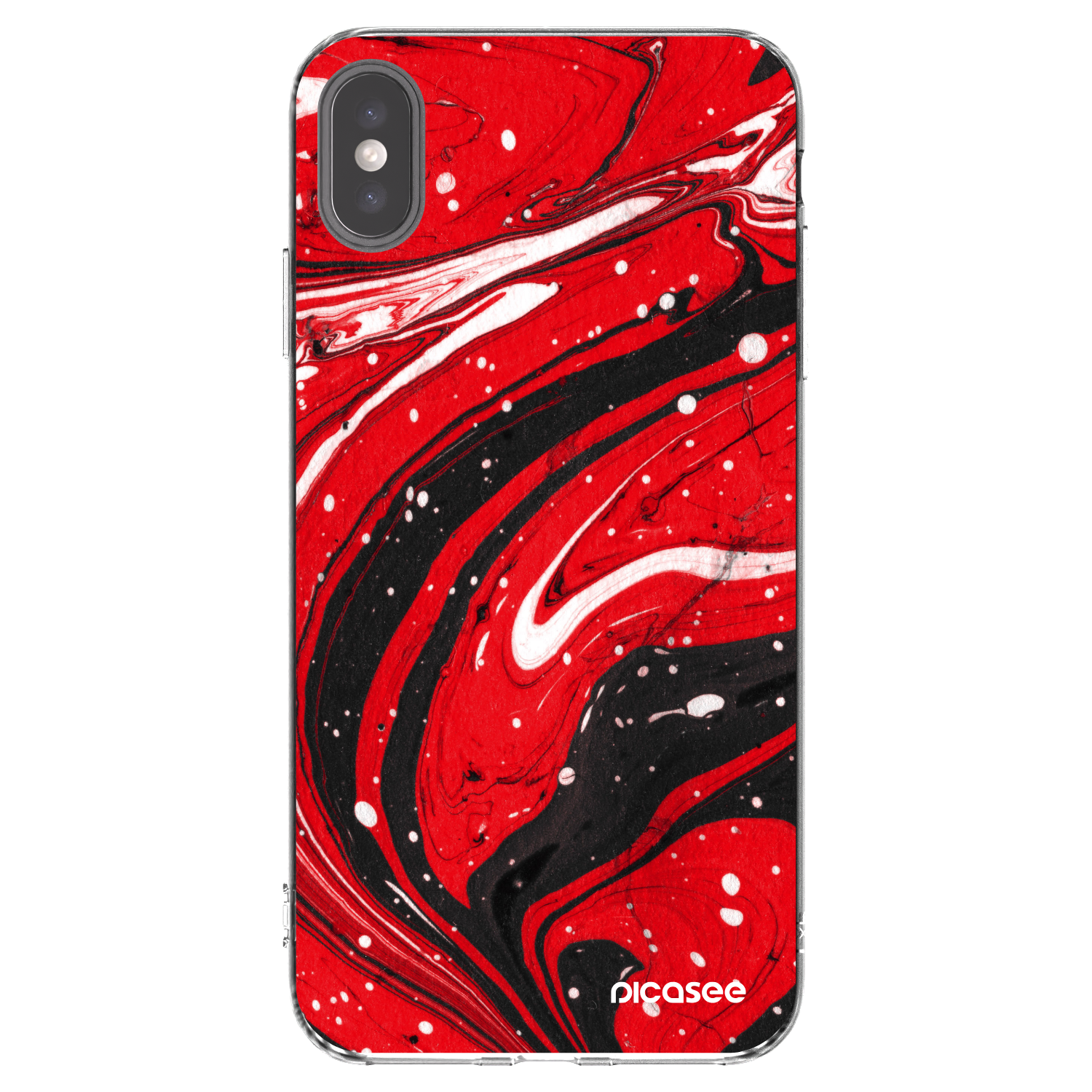 Picasee silikonska prozirna maskica za Apple iPhone XS Max - Red black