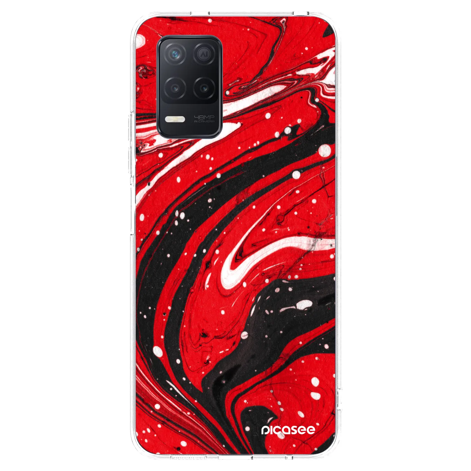 Picasee silikonska prozirna maskica za Realme 8 5G - Red black