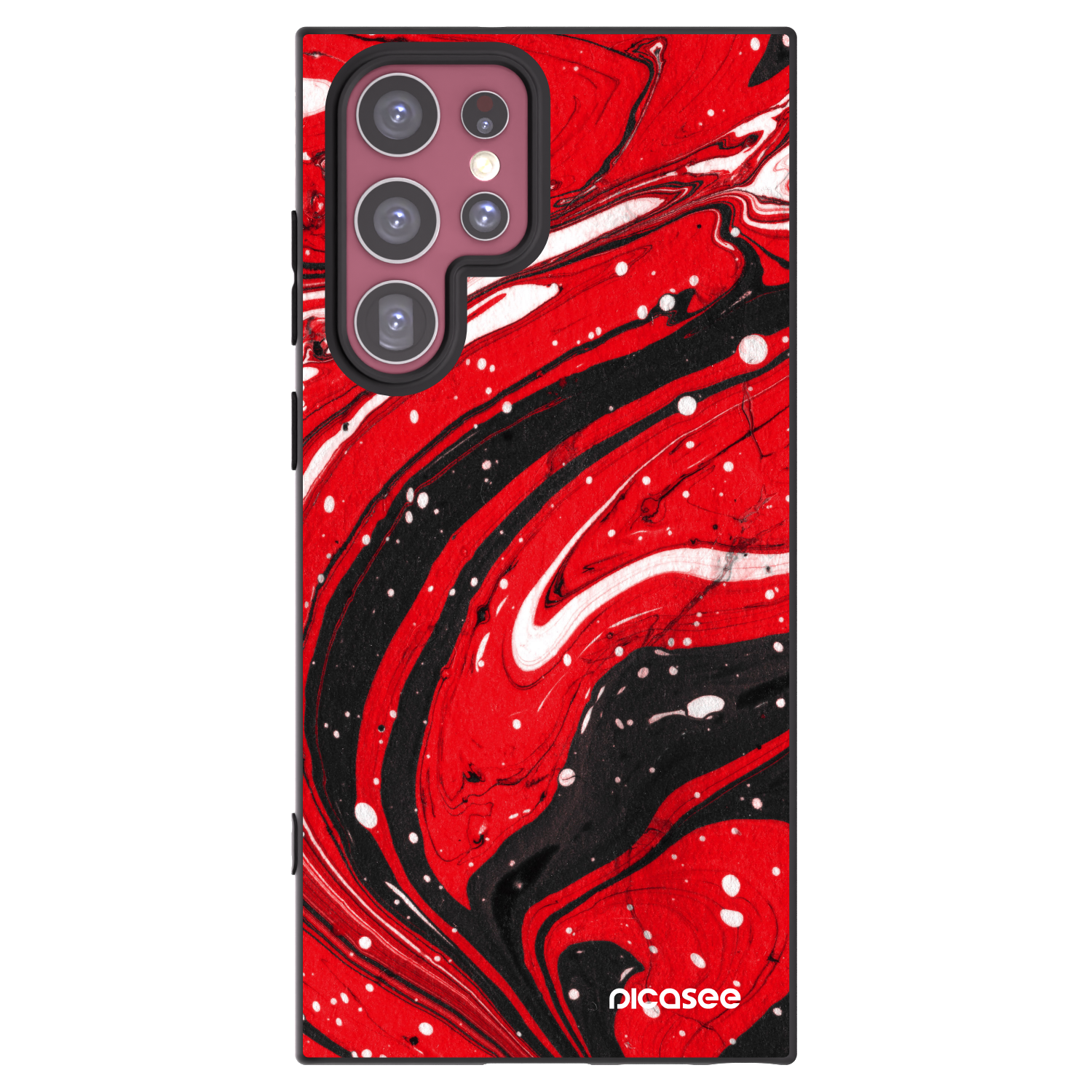 Picasee crna silikonska maskica za Samsung Galaxy S22 Ultra 5G - Red black
