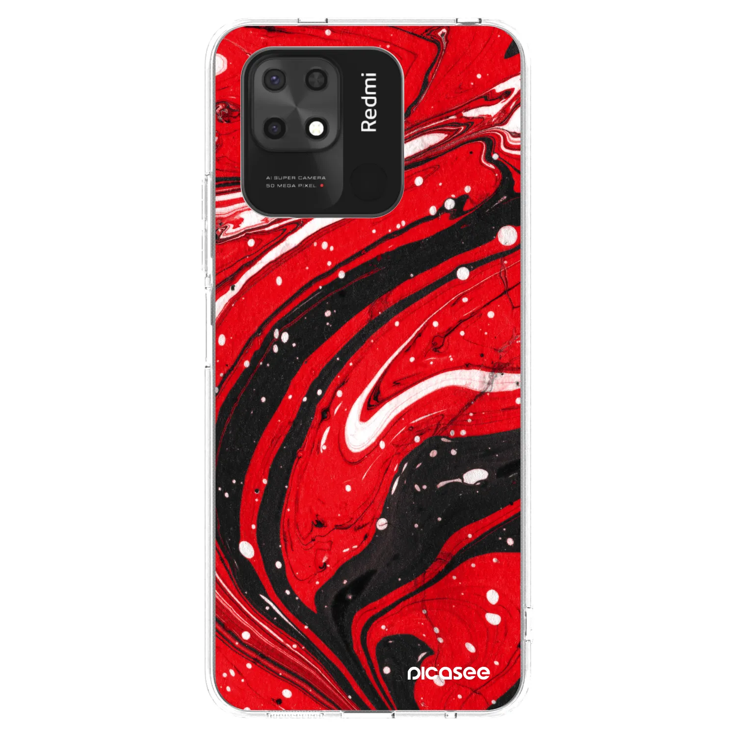 Picasee silikonska prozirna maskica za Xiaomi Redmi 10C - Red black