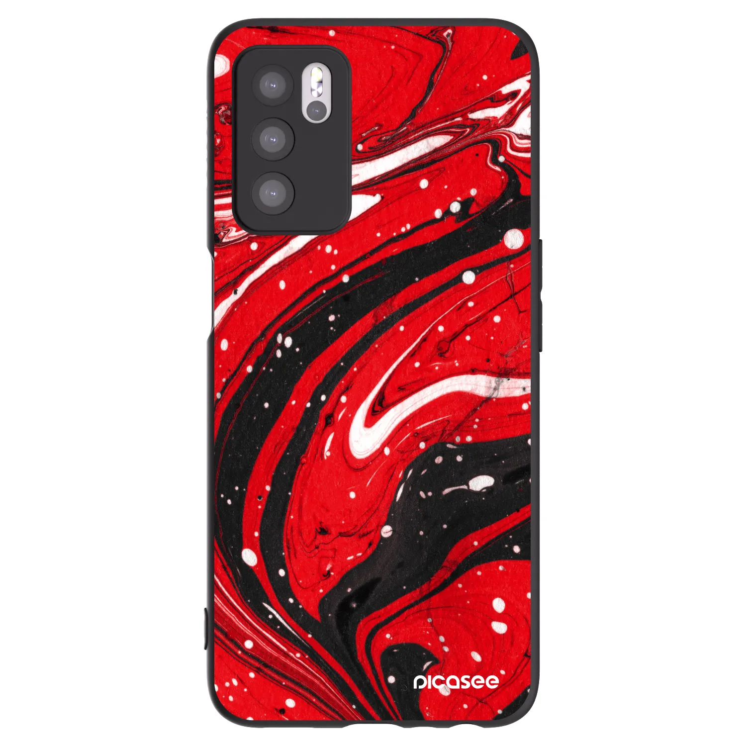 Picasee crna silikonska maskica za OPPO A16s - Red black