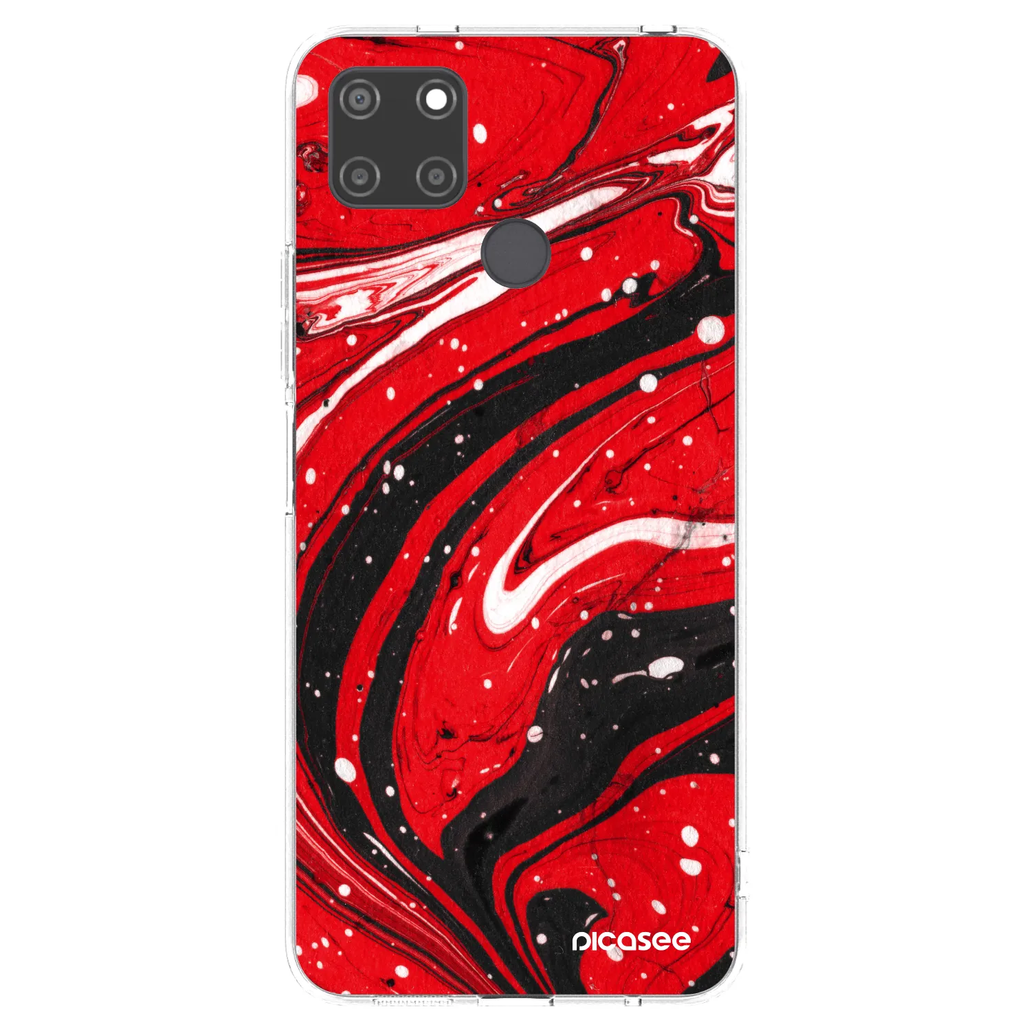 Picasee silikonska prozirna maskica za Realme C21Y - Red black