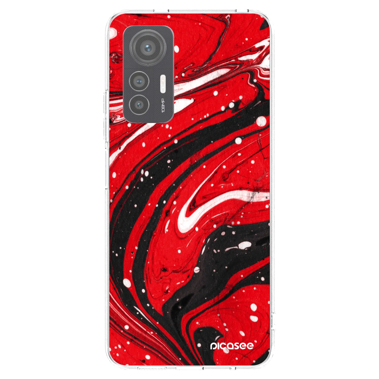 Picasee silikonska prozirna maskica za Xiaomi 12 Lite - Red black