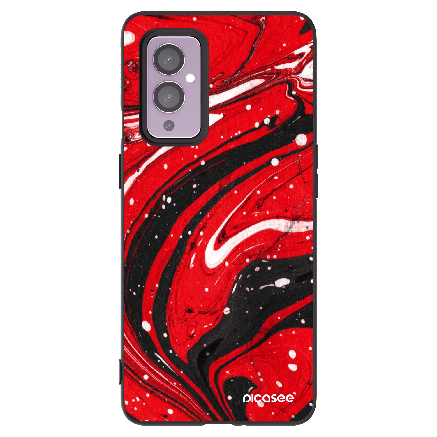 Picasee crna silikonska maskica za OnePlus 9 - Red black