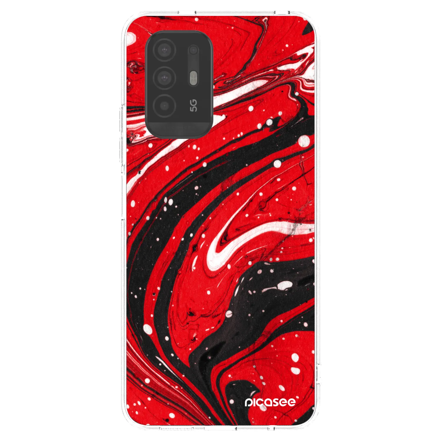 Picasee silikonska prozirna maskica za OPPO A94 5G - Red black