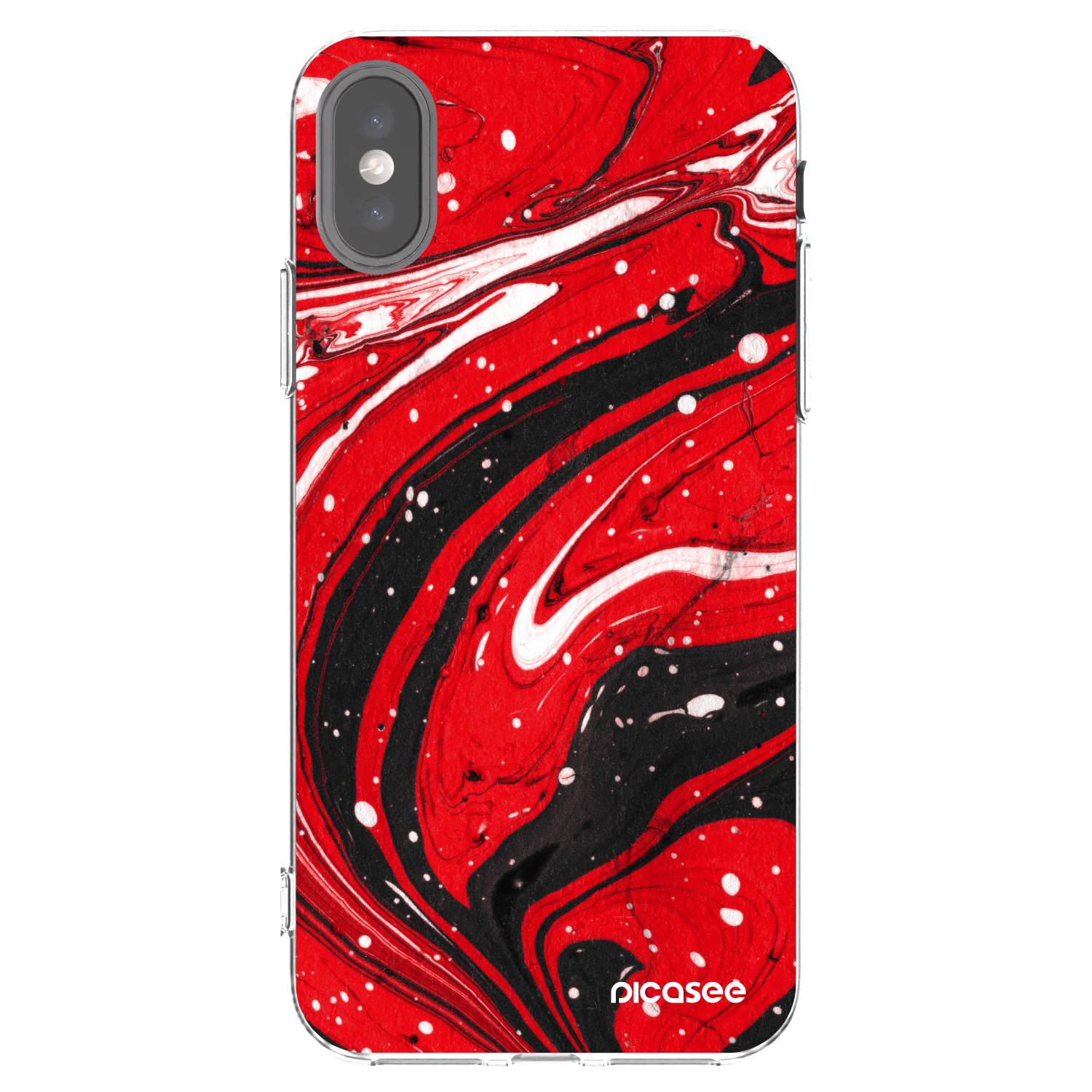 Picasee silikonska prozirna maskica za Apple iPhone X/XS - Red black