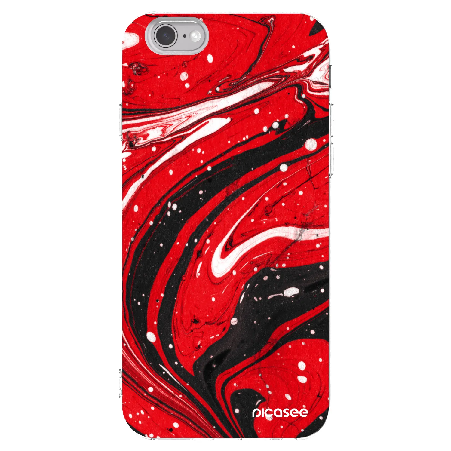 Picasee silikonska prozirna maskica za Apple iPhone 6/6S - Red black