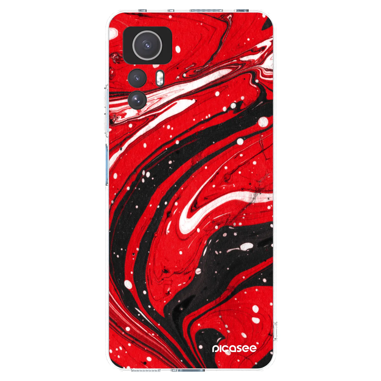 Picasee silikonska prozirna maskica za Xiaomi Redmi Note 12S - Red black