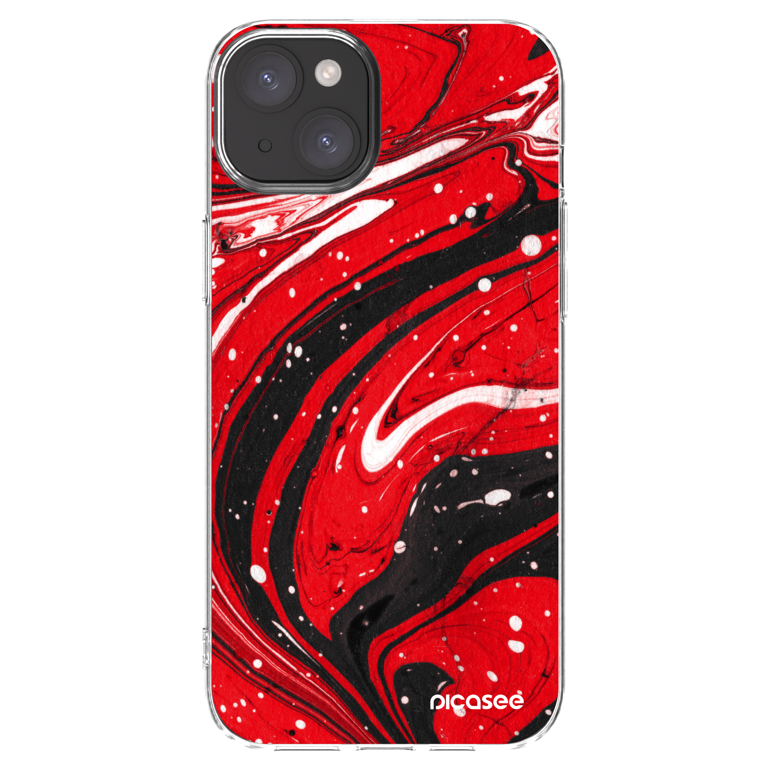 Picasee silikonska prozirna maskica za Apple iPhone 15 Plus - Red black