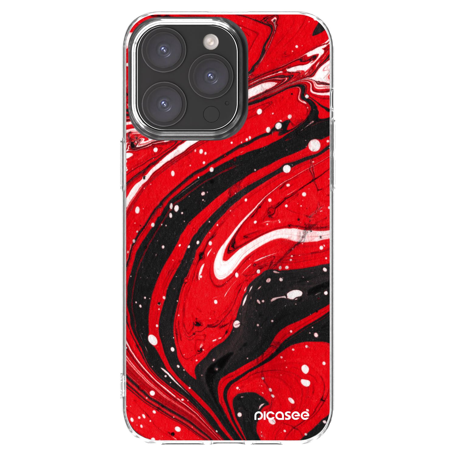 Picasee silikonska prozirna maskica za Apple iPhone 15 Pro Max - Red black