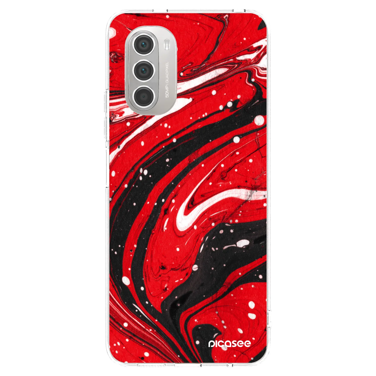 Picasee silikonska prozirna maskica za Motorola Moto G51 - Red black