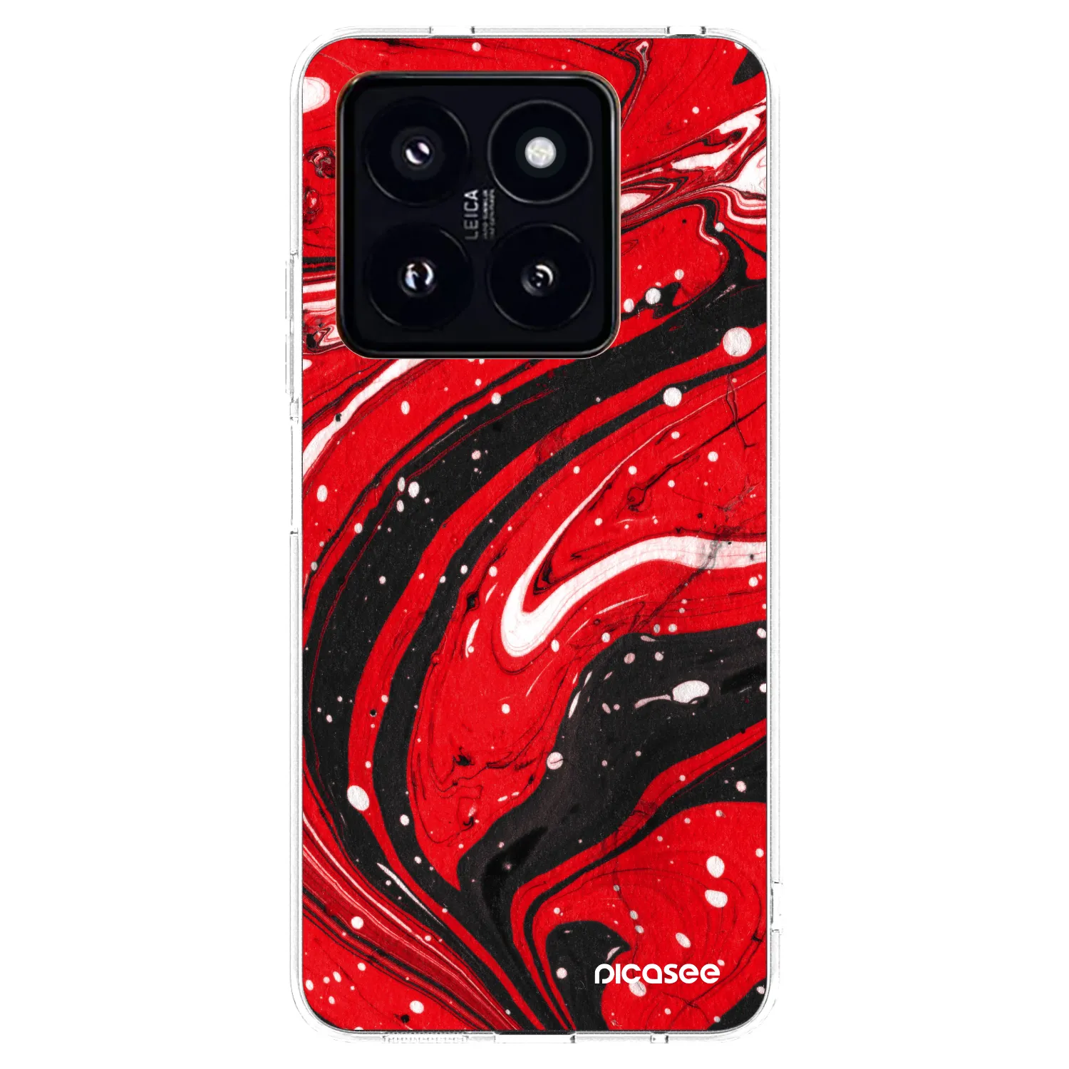 Picasee silikonska prozirna maskica za Xiaomi 14 Pro - Red black