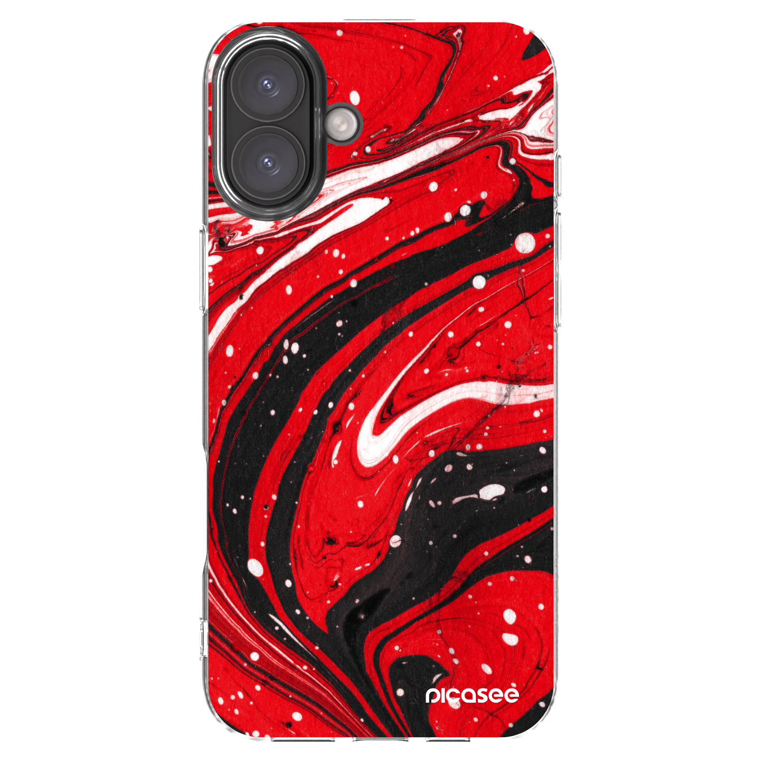 Picasee silikonska prozirna maskica za Apple iPhone 16 Plus - Red black