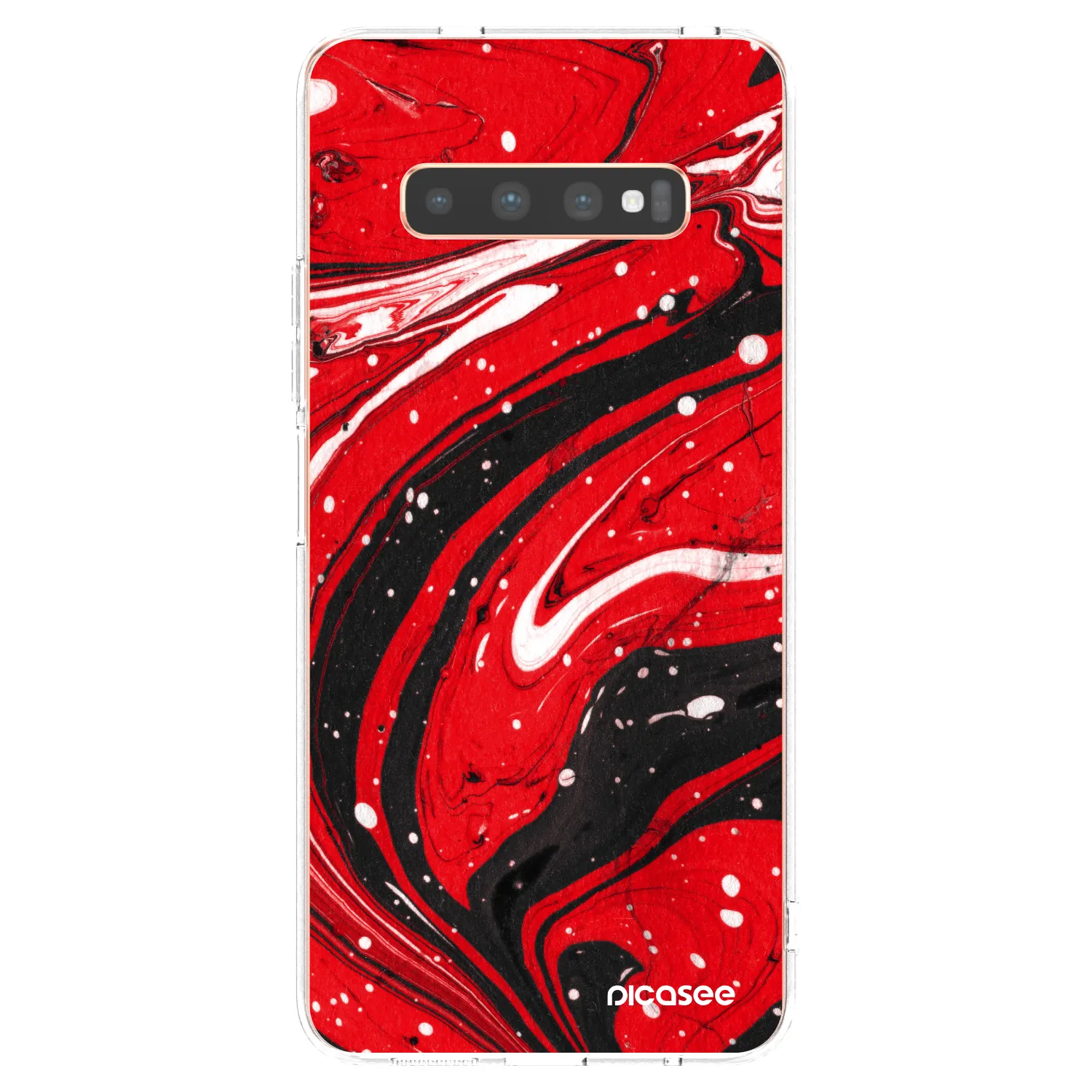 Picasee silikonska prozirna maskica za Samsung Galaxy S10 Plus G975 - Red black