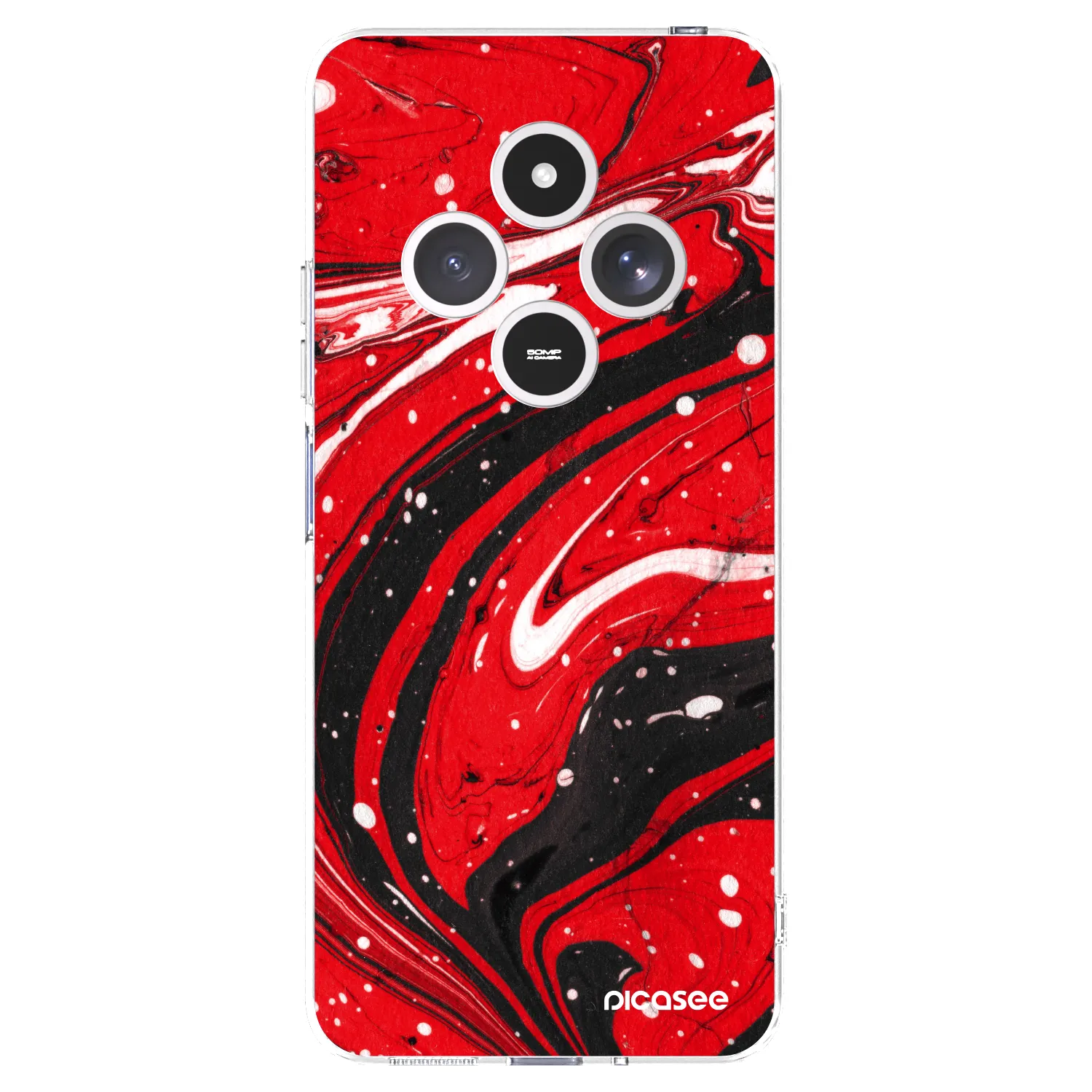 Picasee silikonska prozirna maskica za Xiaomi Redmi 14C - Red black
