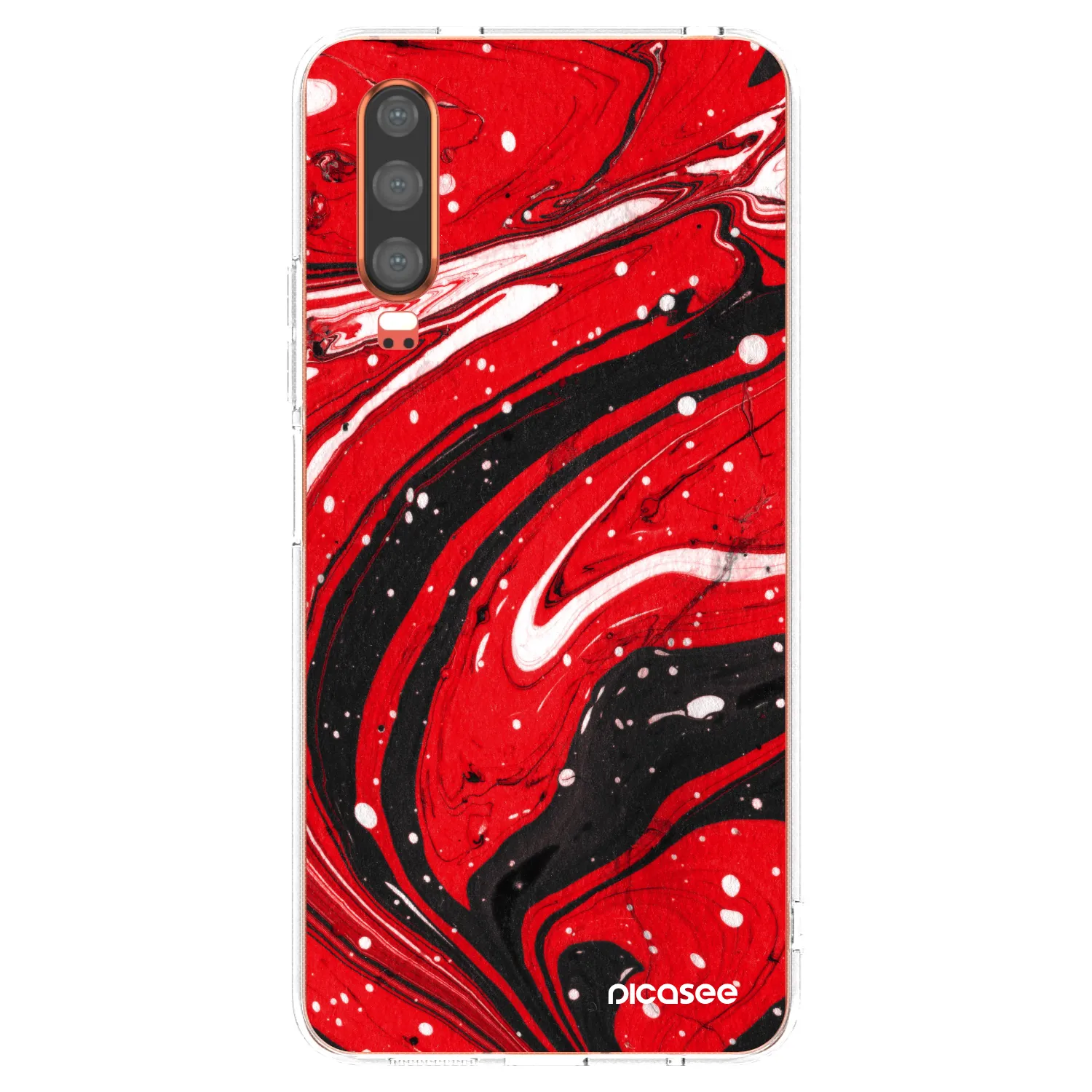 Picasee silikonska prozirna maskica za Huawei P30 - Red black