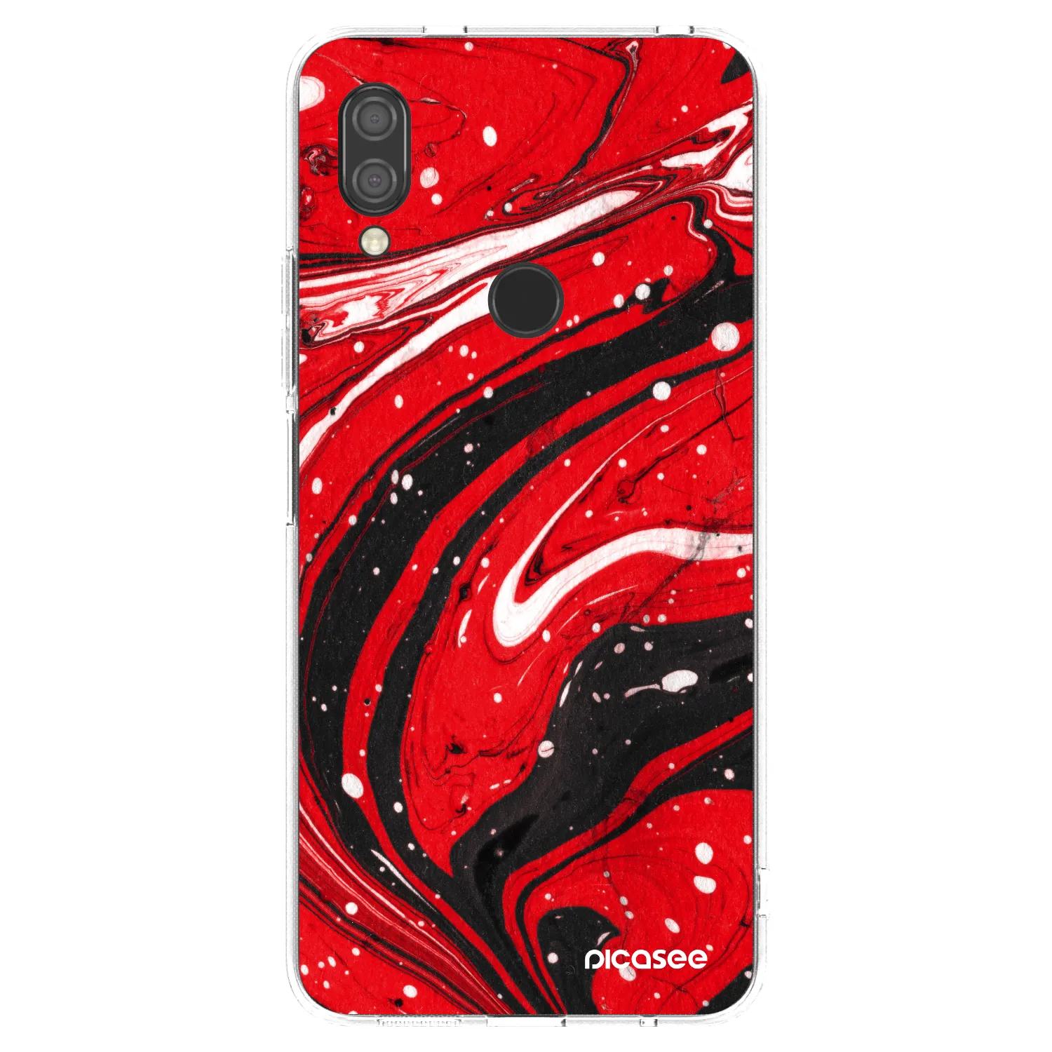 Picasee silikonska prozirna maskica za Xiaomi Redmi 7 - Red black