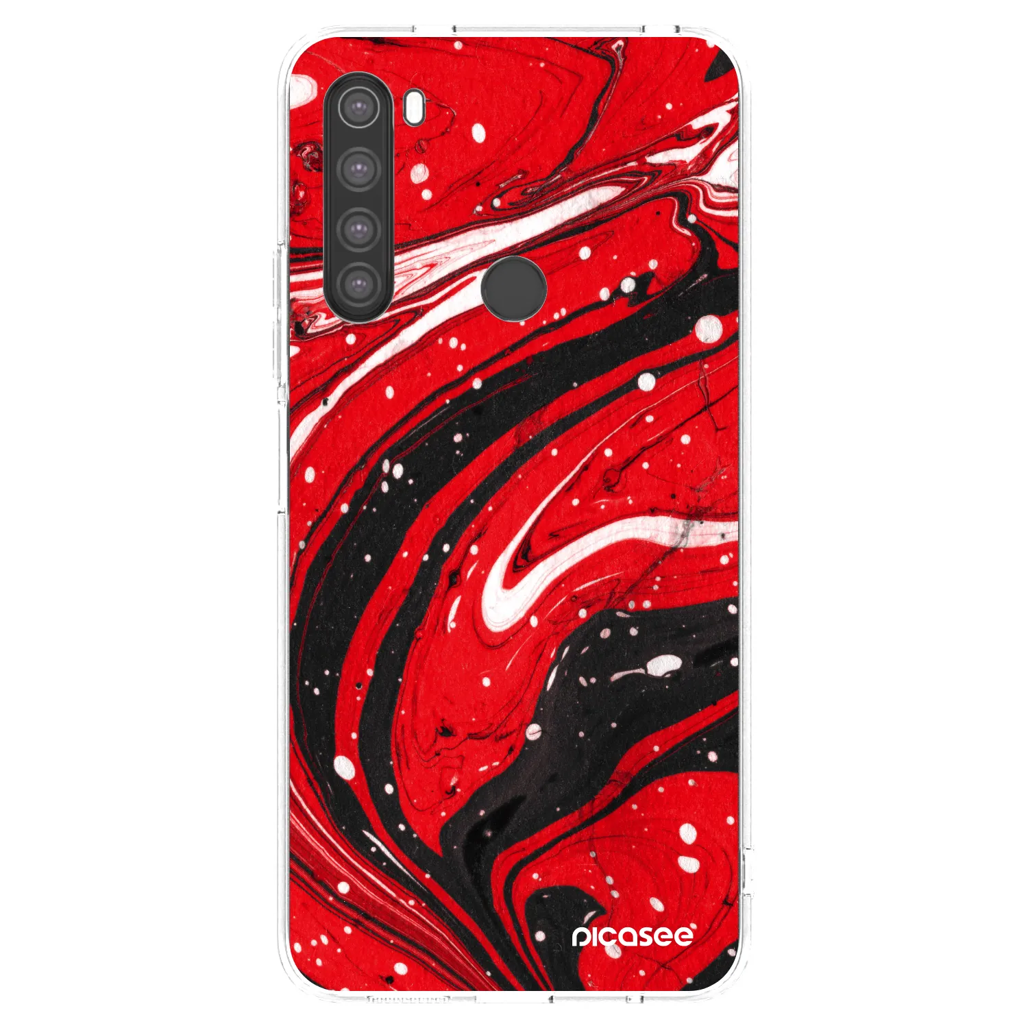 Picasee silikonska prozirna maskica za Xiaomi Redmi Note 8 - Red black