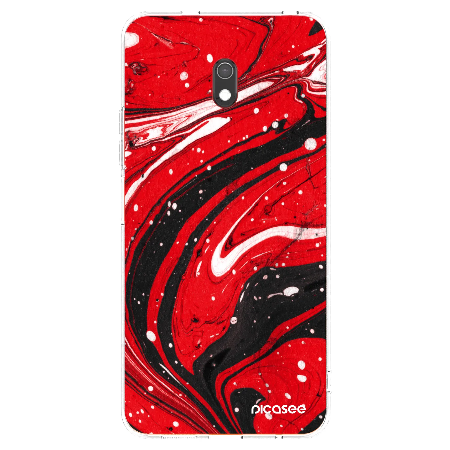 Picasee silikonska prozirna maskica za Xiaomi Redmi 8A - Red black