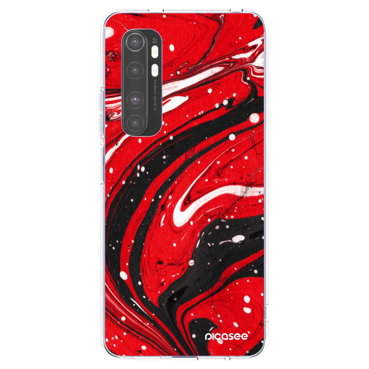 Picasee silikonska prozirna maskica za Xiaomi Mi Note 10 Lite - Red black