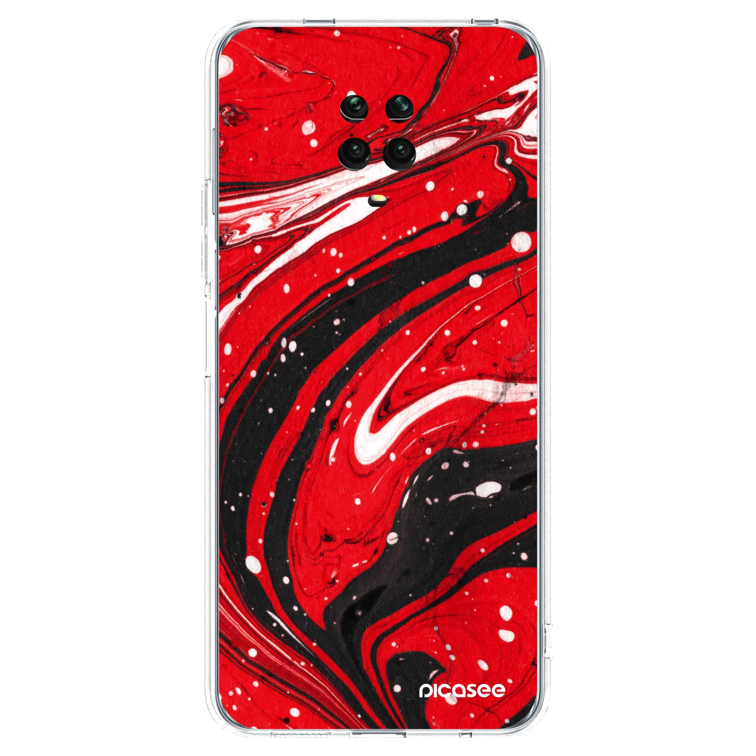 Picasee silikonska prozirna maskica za Xiaomi Redmi Note 9S - Red black