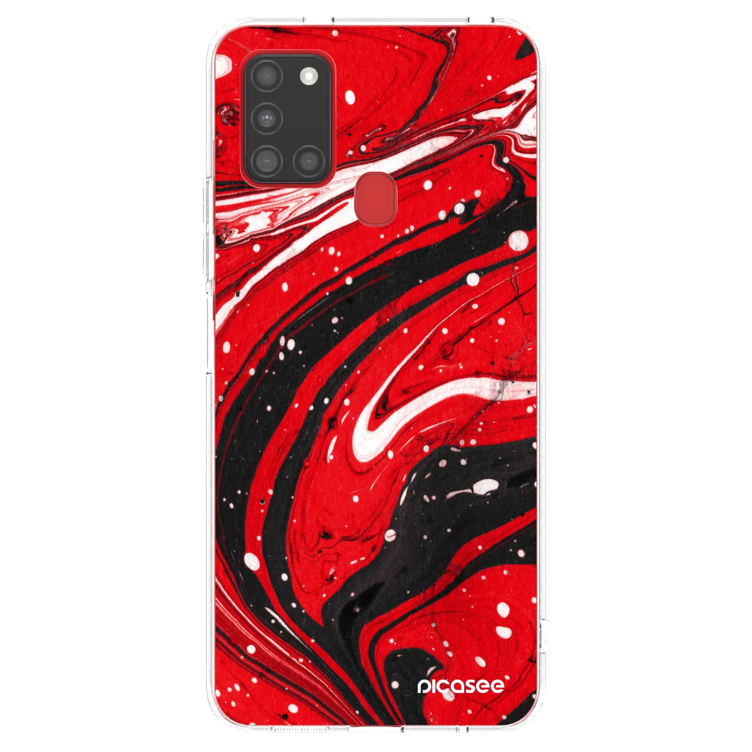 Picasee silikonska prozirna maskica za Samsung Galaxy A21s - Red black