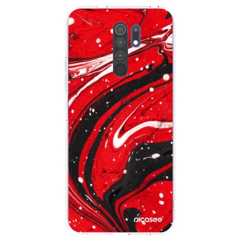 Picasee silikonska prozirna maskica za Xiaomi Redmi 9 - Red black
