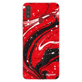 Picasee silikonska prozirna maskica za Samsung Galaxy A20s - Red black