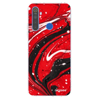 Picasee silikonska prozirna maskica za Realme 5 - Red black