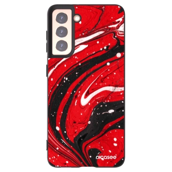 Picasee crna silikonska maskica za Samsung Galaxy S21 5G G991B - Red black